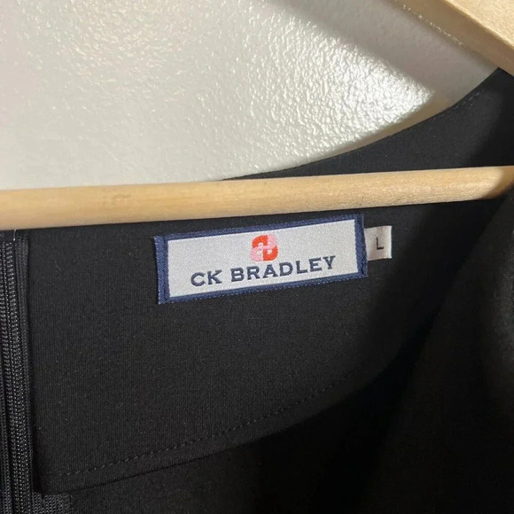 CK Bradley Ponte Marilyn Dress Size Large Black Bell Sleeves Travel Work Office - Picture 4 of 10